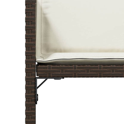 Garden Chairs with Cushions 4 pcs Brown Poly Rattan