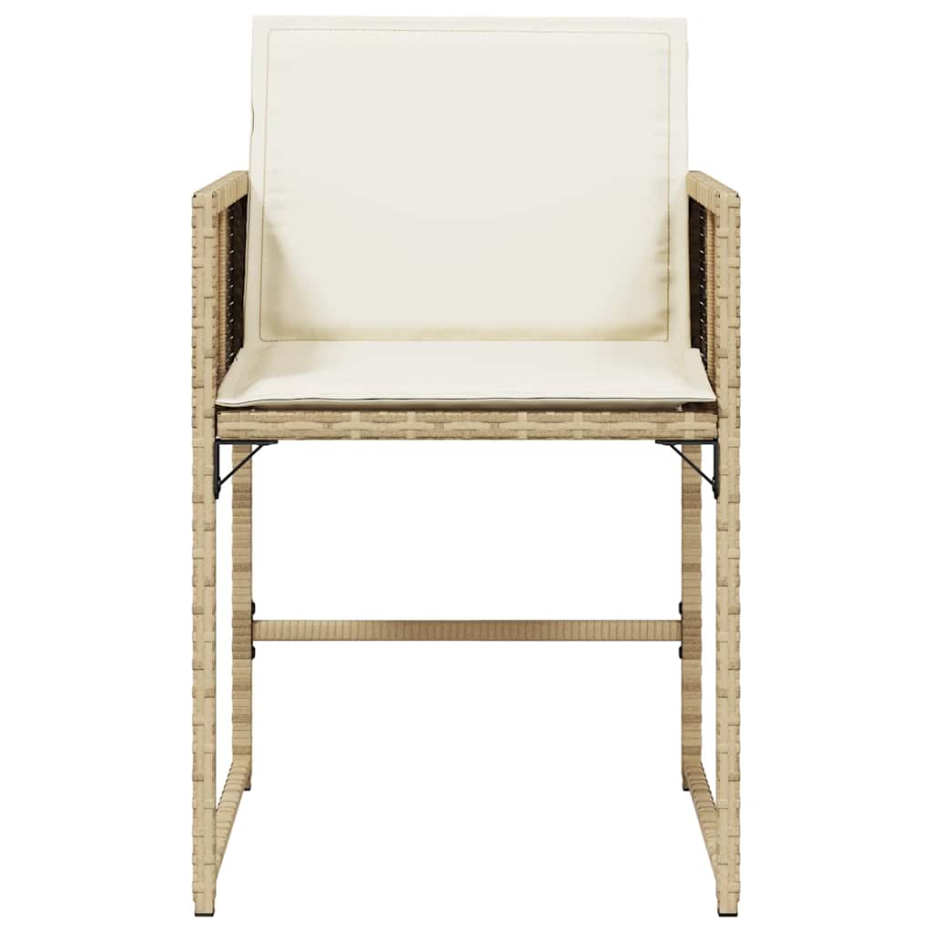 Garden Chairs with Cushions 4 pcs Beige Poly Rattan