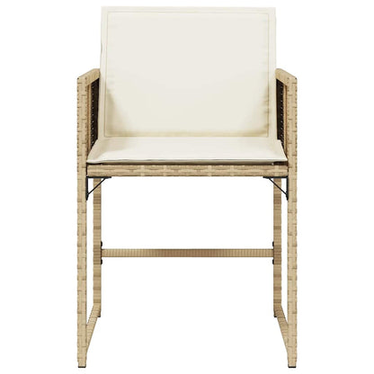 Garden Chairs with Cushions 4 pcs Beige Poly Rattan