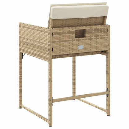 Garden Chairs with Cushions 4 pcs Beige Poly Rattan