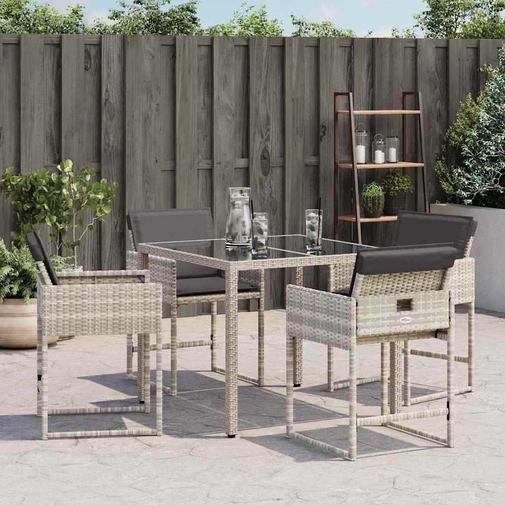 Garden Chairs with Cushions 4 pcs Light Grey Poly Rattan