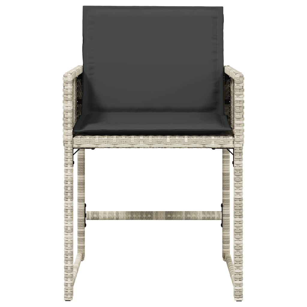 Garden Chairs with Cushions 4 pcs Light Grey Poly Rattan