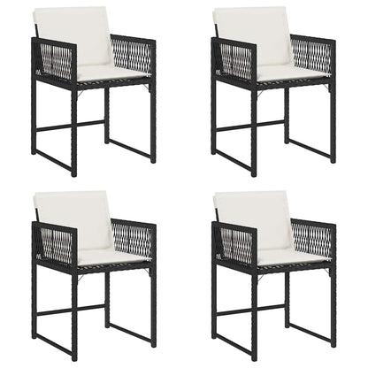Garden Chairs with Cushions 4 pcs Black Poly Rattan