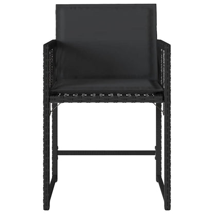 Garden Chairs with Cushions 4 pcs Black Poly Rattan