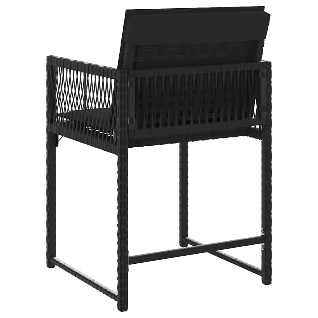 Garden Chairs with Cushions 4 pcs Black Poly Rattan