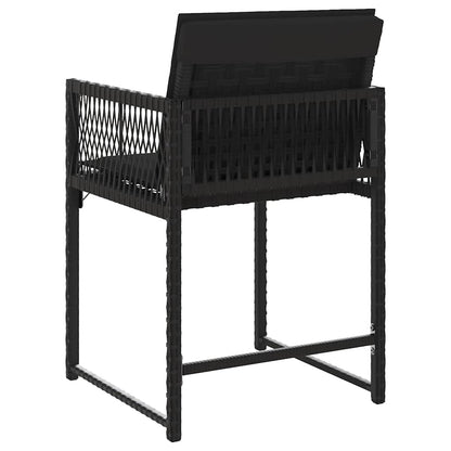 Garden Chairs with Cushions 4 pcs Black Poly Rattan