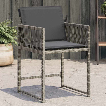 Garden Chairs with Cushions 4 pcs Grey Poly Rattan