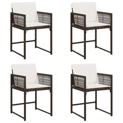 Garden Chairs with Cushions 4 pcs Brown Poly Rattan