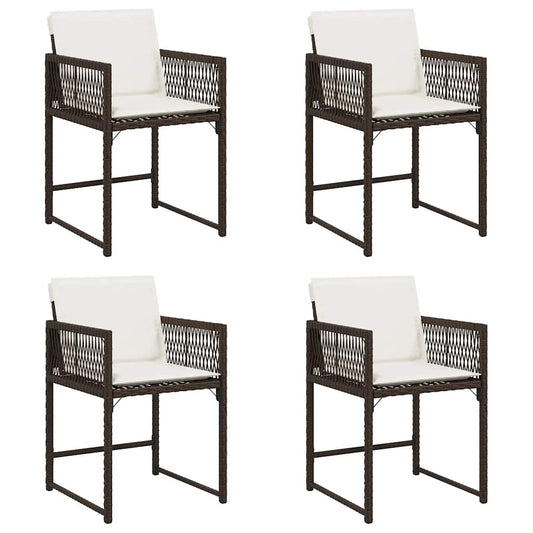 Garden Chairs with Cushions 4 pcs Brown Poly Rattan
