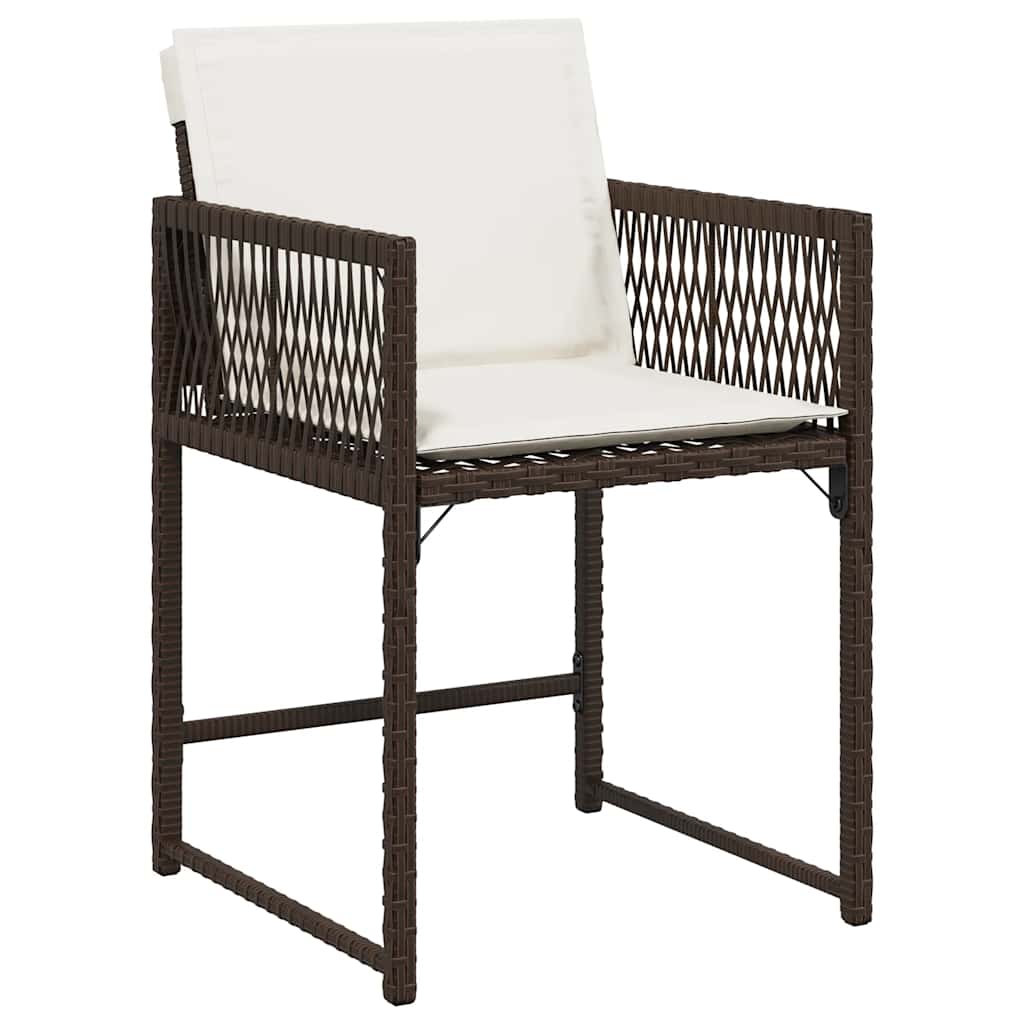 Garden Chairs with Cushions 4 pcs Brown Poly Rattan