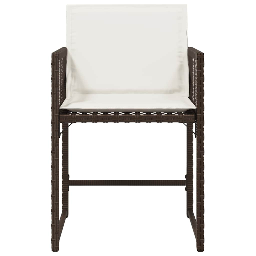 Garden Chairs with Cushions 4 pcs Brown Poly Rattan