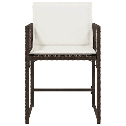 Garden Chairs with Cushions 4 pcs Brown Poly Rattan