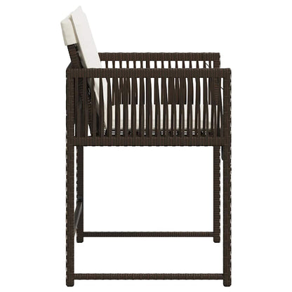 Garden Chairs with Cushions 4 pcs Brown Poly Rattan