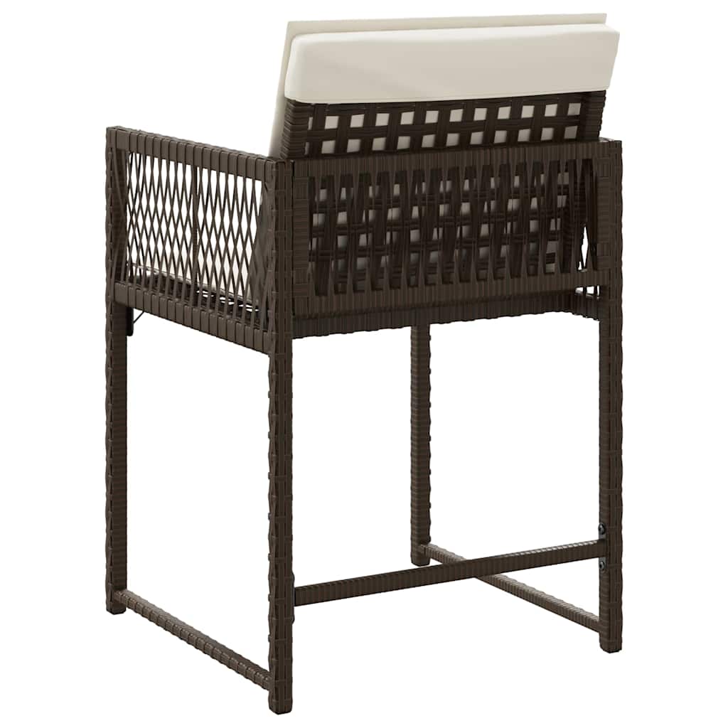 Garden Chairs with Cushions 4 pcs Brown Poly Rattan