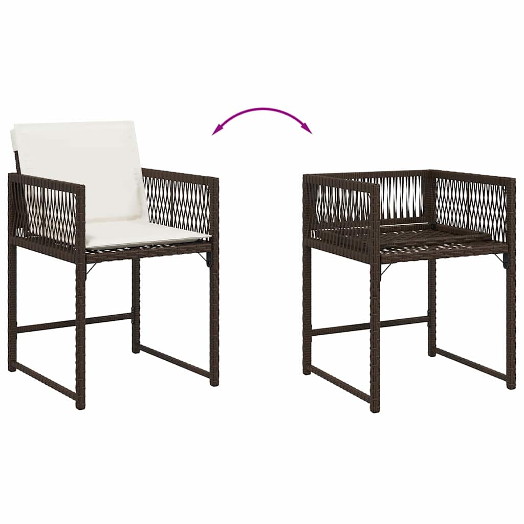 Garden Chairs with Cushions 4 pcs Brown Poly Rattan