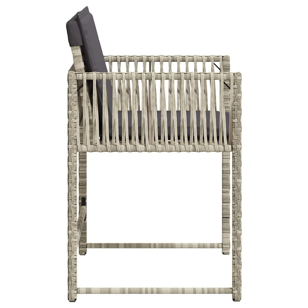 Garden Chairs with Cushions 4 pcs Light Grey Poly Rattan