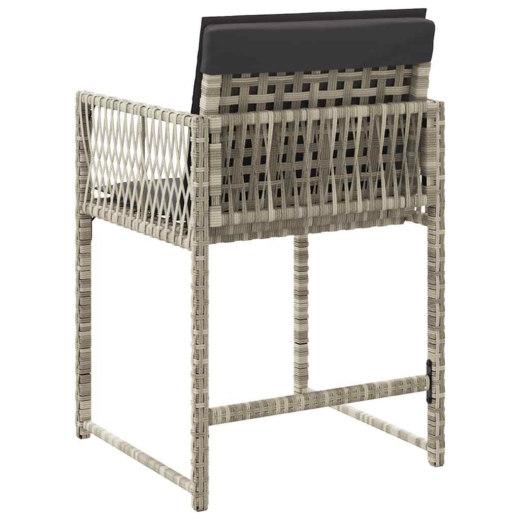 Garden Chairs with Cushions 4 pcs Light Grey Poly Rattan