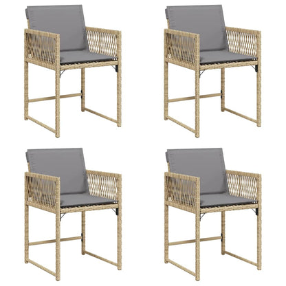 Garden Chairs with Cushions 4 pcs Mix Beige Poly Rattan