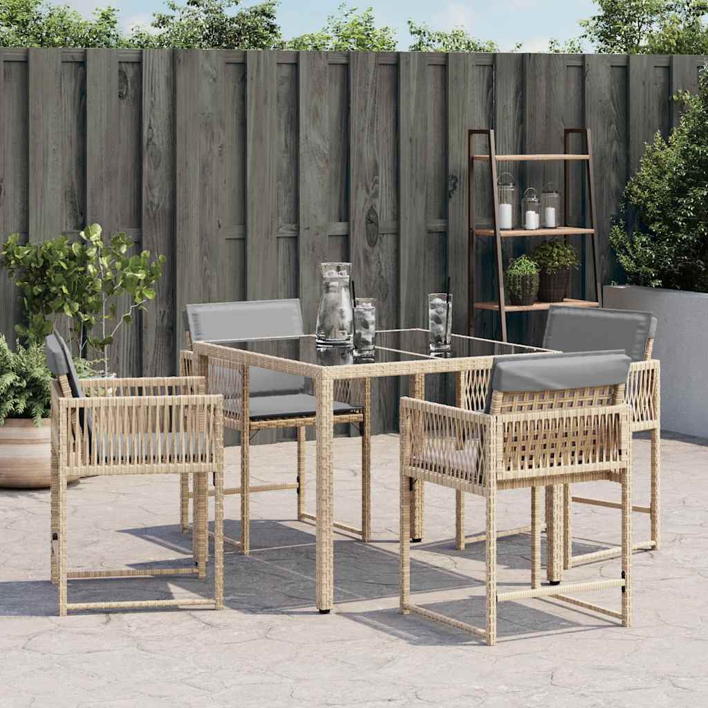 Garden Chairs with Cushions 4 pcs Mix Beige Poly Rattan