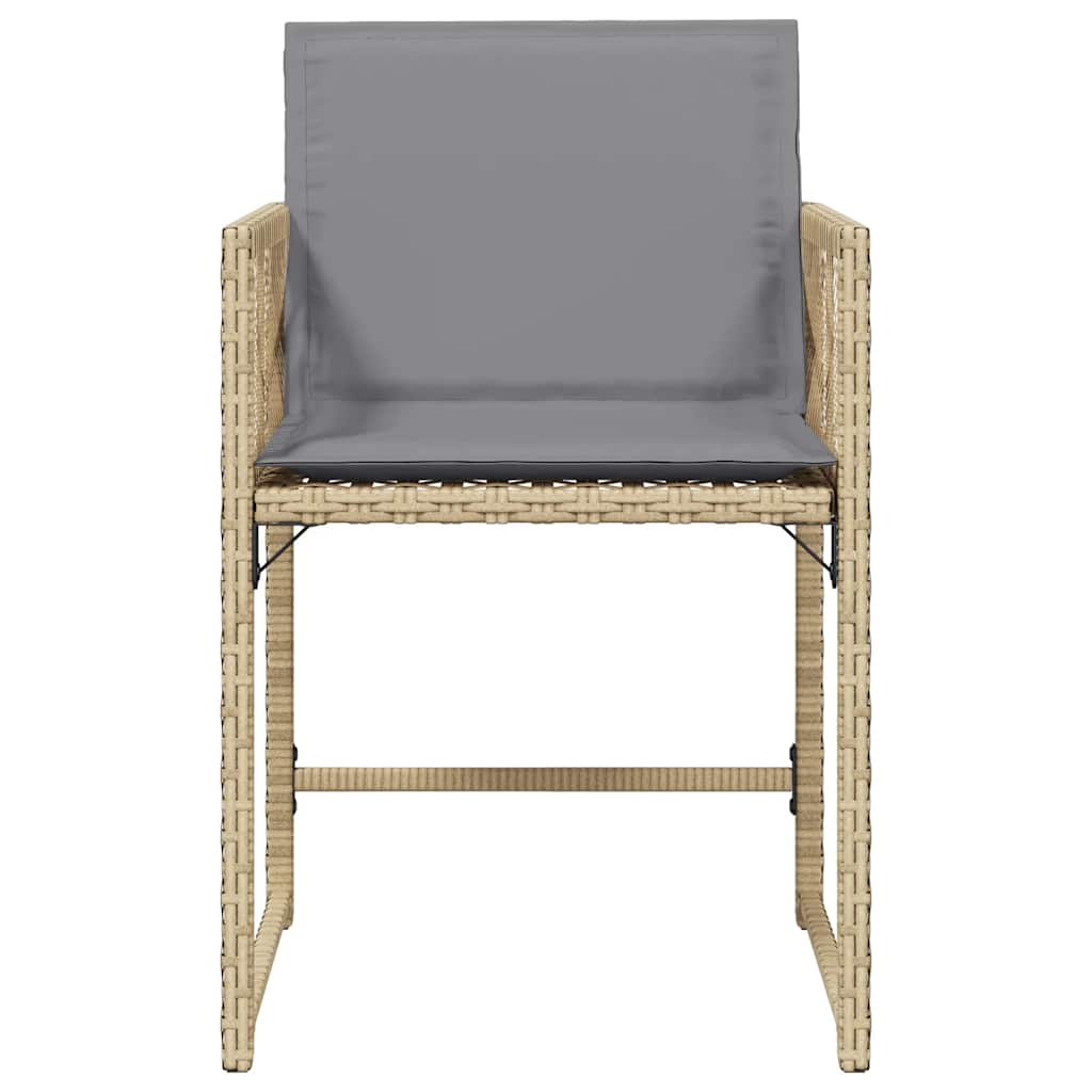 Garden Chairs with Cushions 4 pcs Mix Beige Poly Rattan