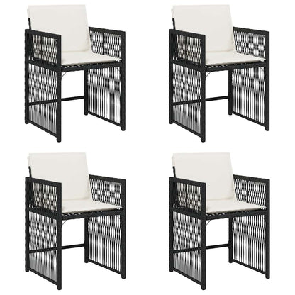 Garden Chairs with Cushions 4 pcs Black Poly Rattan