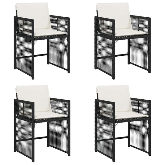 Garden Chairs with Cushions 4 pcs Black Poly Rattan