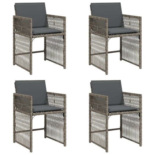 Garden Chairs with Cushions 4 pcs Grey Poly Rattan