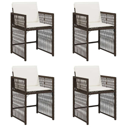 Garden Chairs with Cushions 4 pcs Brown Poly Rattan
