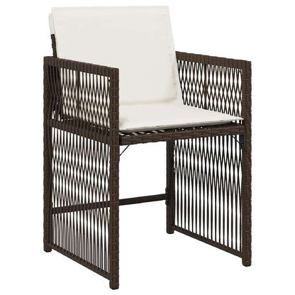 Garden Chairs with Cushions 4 pcs Brown Poly Rattan