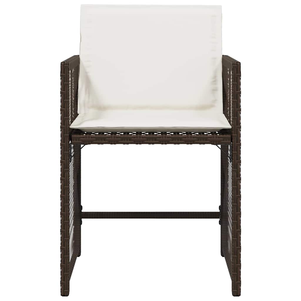 Garden Chairs with Cushions 4 pcs Brown Poly Rattan