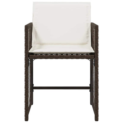 Garden Chairs with Cushions 4 pcs Brown Poly Rattan