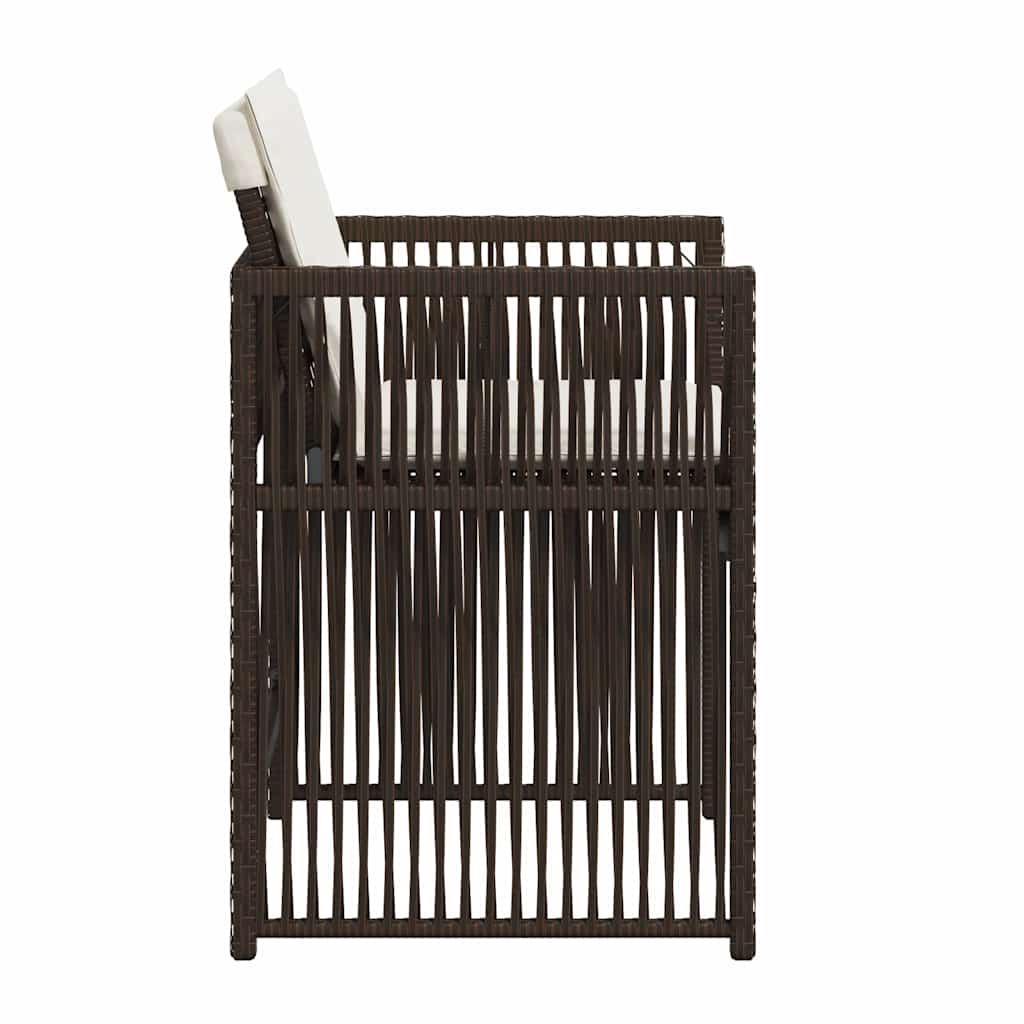 Garden Chairs with Cushions 4 pcs Brown Poly Rattan