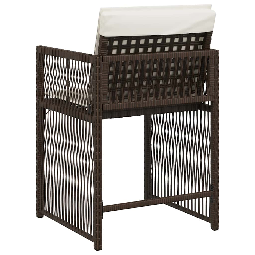 Garden Chairs with Cushions 4 pcs Brown Poly Rattan