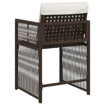Garden Chairs with Cushions 4 pcs Brown Poly Rattan