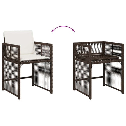 Garden Chairs with Cushions 4 pcs Brown Poly Rattan