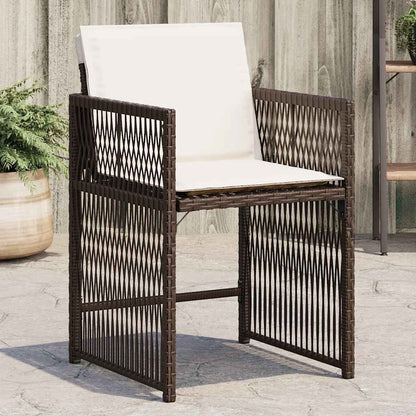 Garden Chairs with Cushions 4 pcs Brown Poly Rattan