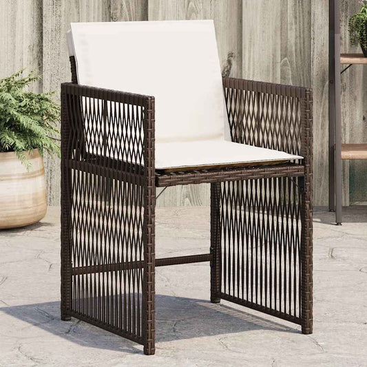 Garden Chairs with Cushions 4 pcs Brown Poly Rattan