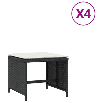 Garden Stools with Cushions 4 pcs Black 41x41x36 cm Poly Rattan