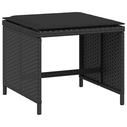 Garden Stools with Cushions 4 pcs Black 41x41x36 cm Poly Rattan