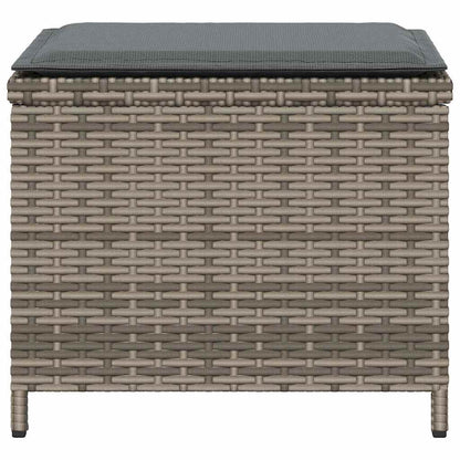 Garden Stools with Cushions 4 pcs Grey 41x41x36 cm Poly Rattan