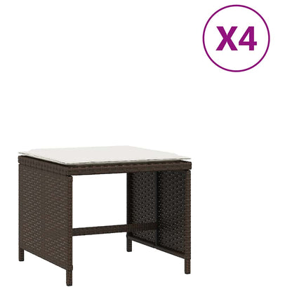 Garden Stools with Cushions 4 pcs Brown 41x41x36 cm Poly Rattan