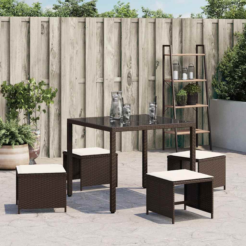 Garden Stools with Cushions 4 pcs Brown 41x41x36 cm Poly Rattan