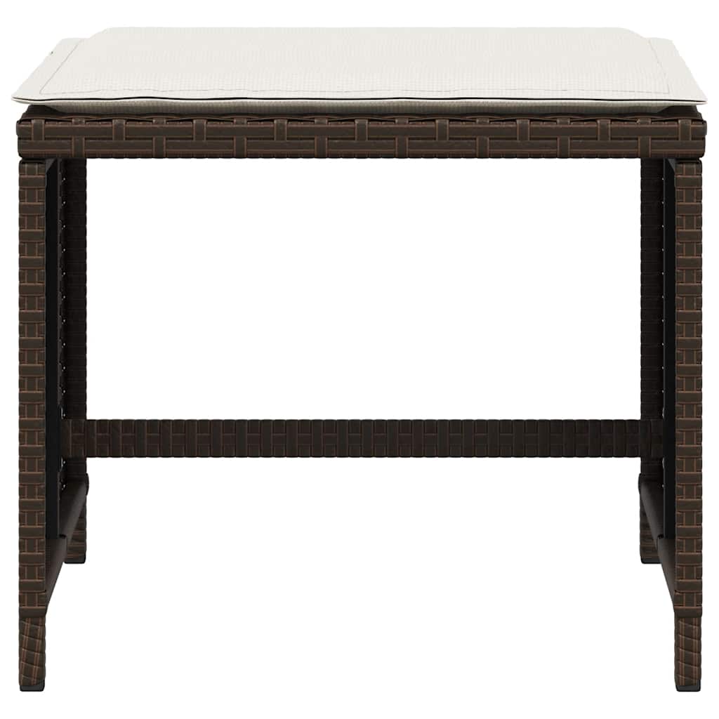 Garden Stools with Cushions 4 pcs Brown 41x41x36 cm Poly Rattan