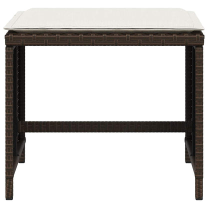 Garden Stools with Cushions 4 pcs Brown 41x41x36 cm Poly Rattan
