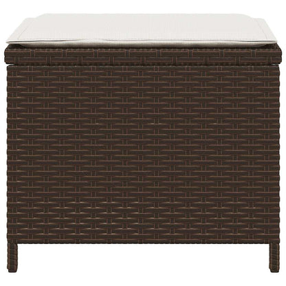 Garden Stools with Cushions 4 pcs Brown 41x41x36 cm Poly Rattan