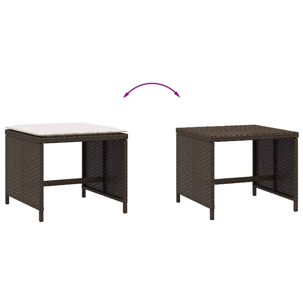 Garden Stools with Cushions 4 pcs Brown 41x41x36 cm Poly Rattan