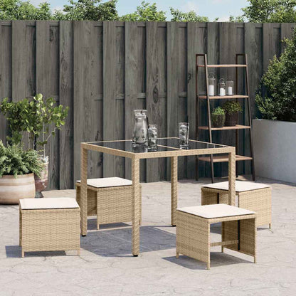 Garden Stools with Cushions 4 pcs Beige 41x41x36 cm Poly Rattan