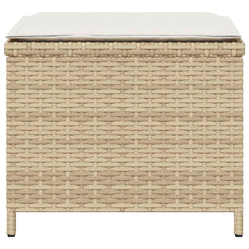 Garden Stools with Cushions 4 pcs Beige 41x41x36 cm Poly Rattan