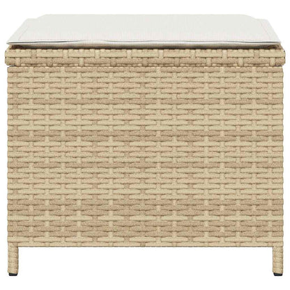 Garden Stools with Cushions 4 pcs Beige 41x41x36 cm Poly Rattan