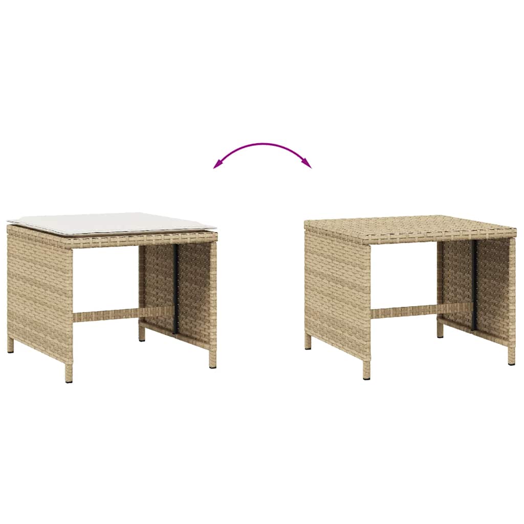 Garden Stools with Cushions 4 pcs Beige 41x41x36 cm Poly Rattan
